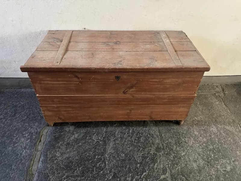 Antique wooden chest / farmhouse chest, solid, rustic (approx. 1900)