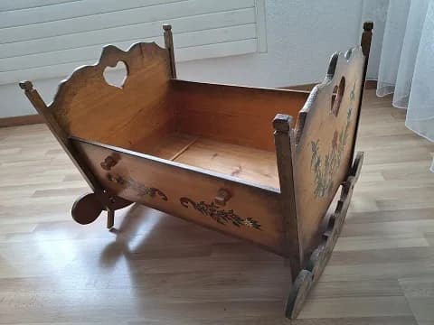 Baby cradle handmade spruce wood