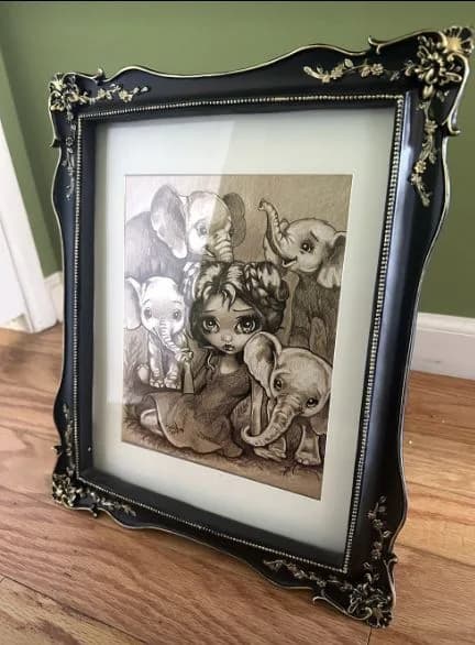 Baby Elephants ORIGINAL DRAWING Jasmin Becket-Griffith